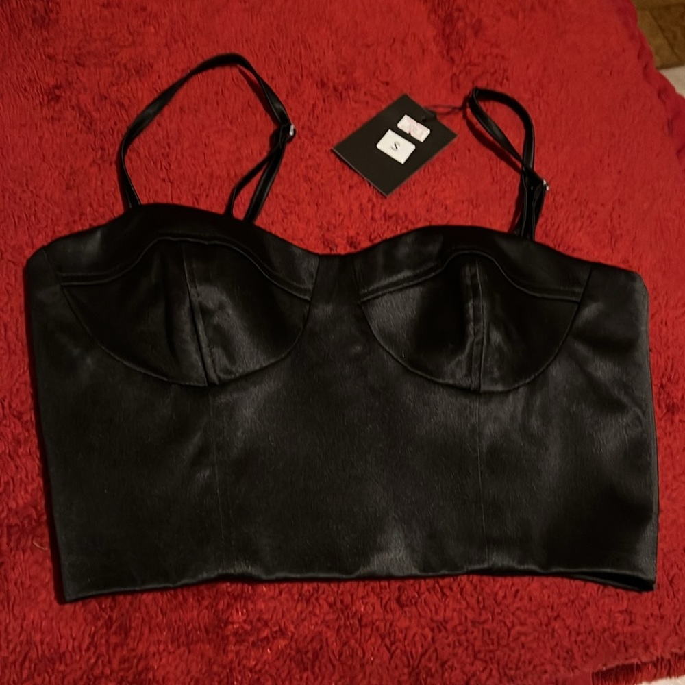 Black satin corset bustier top - Picture 3 of 4